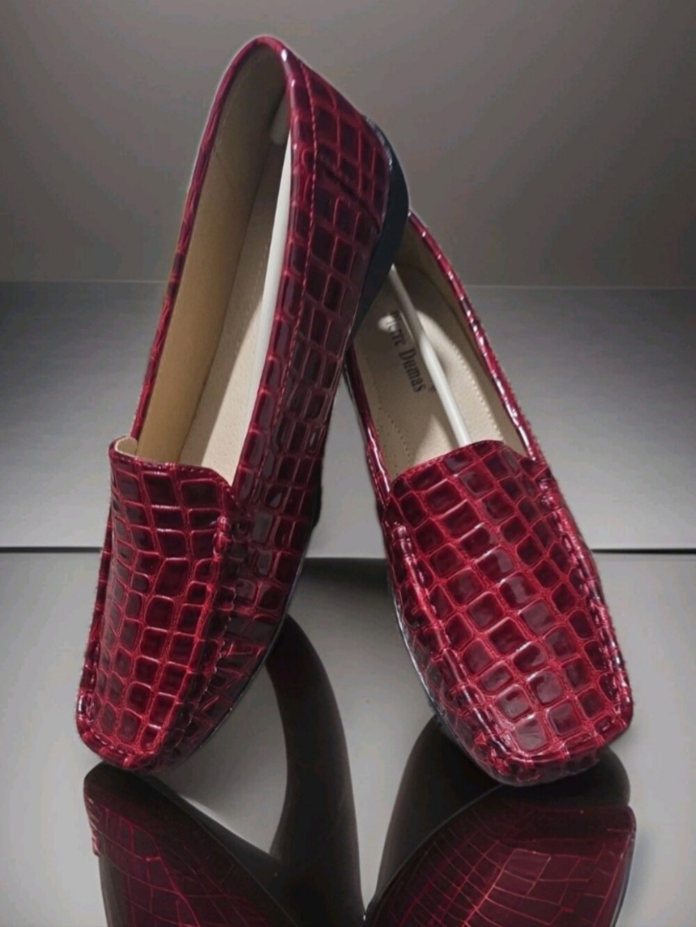 Pre-loved Pierre Dumas Red Croc Embossed  Hazel Loafers Sz 10m